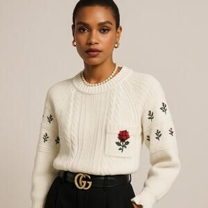 PHILOSOPHY DI LORENZO SERAFINI Floral Embroidery Sweater Size Small